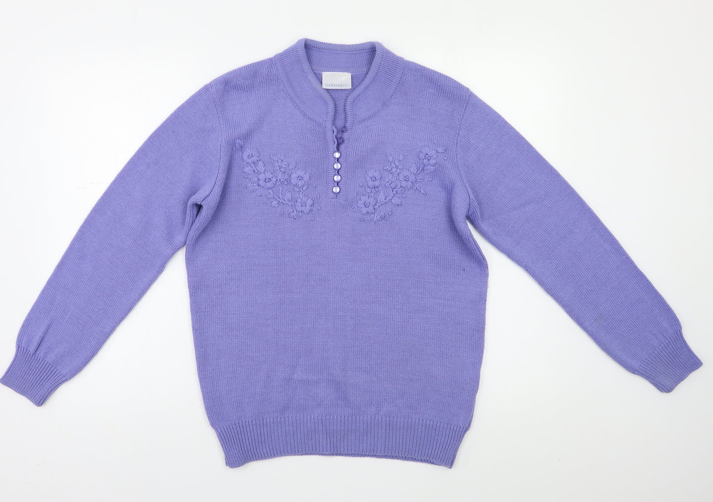 Sedagyl Womens Purple Floral  Pullover Jumper Size 12