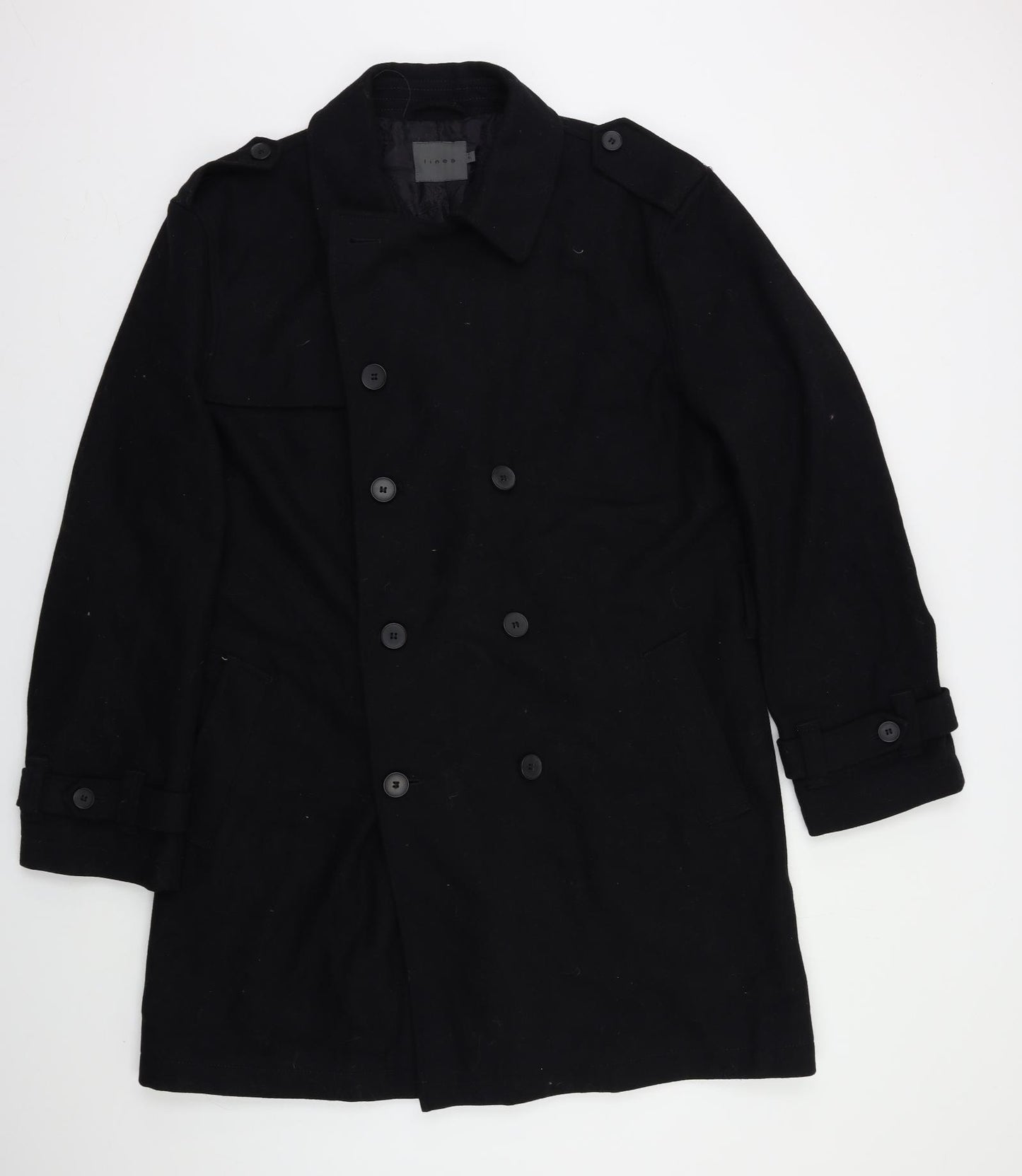 Linea Mens Black   Pea Coat Coat Size XL