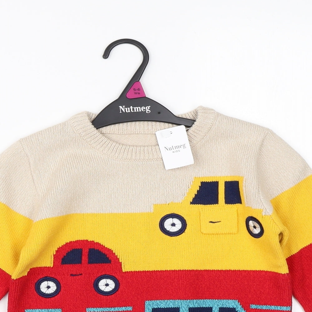 Nutmeg Boys Multicoloured  Knit Pullover Jumper Size 5-6 Years  - cars