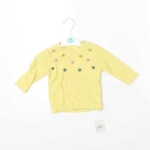 George Girls Yellow  Knit Pullover Jumper Size 0-3 Months