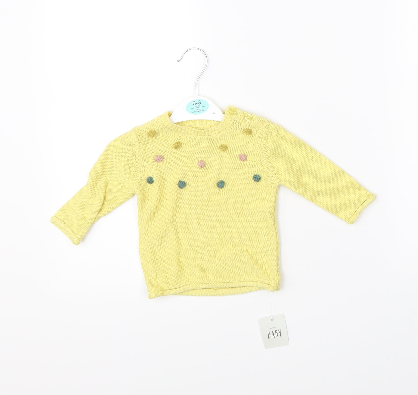 George Girls Yellow  Knit Pullover Jumper Size 0-3 Months