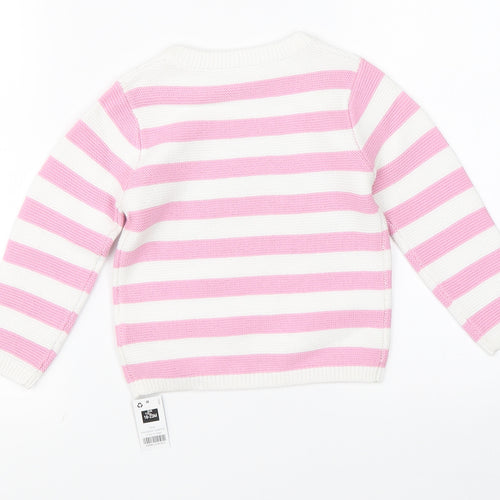 Dunnes Girls Pink Striped Knit Pullover Jumper Size 18-24 Months  - rainbow
