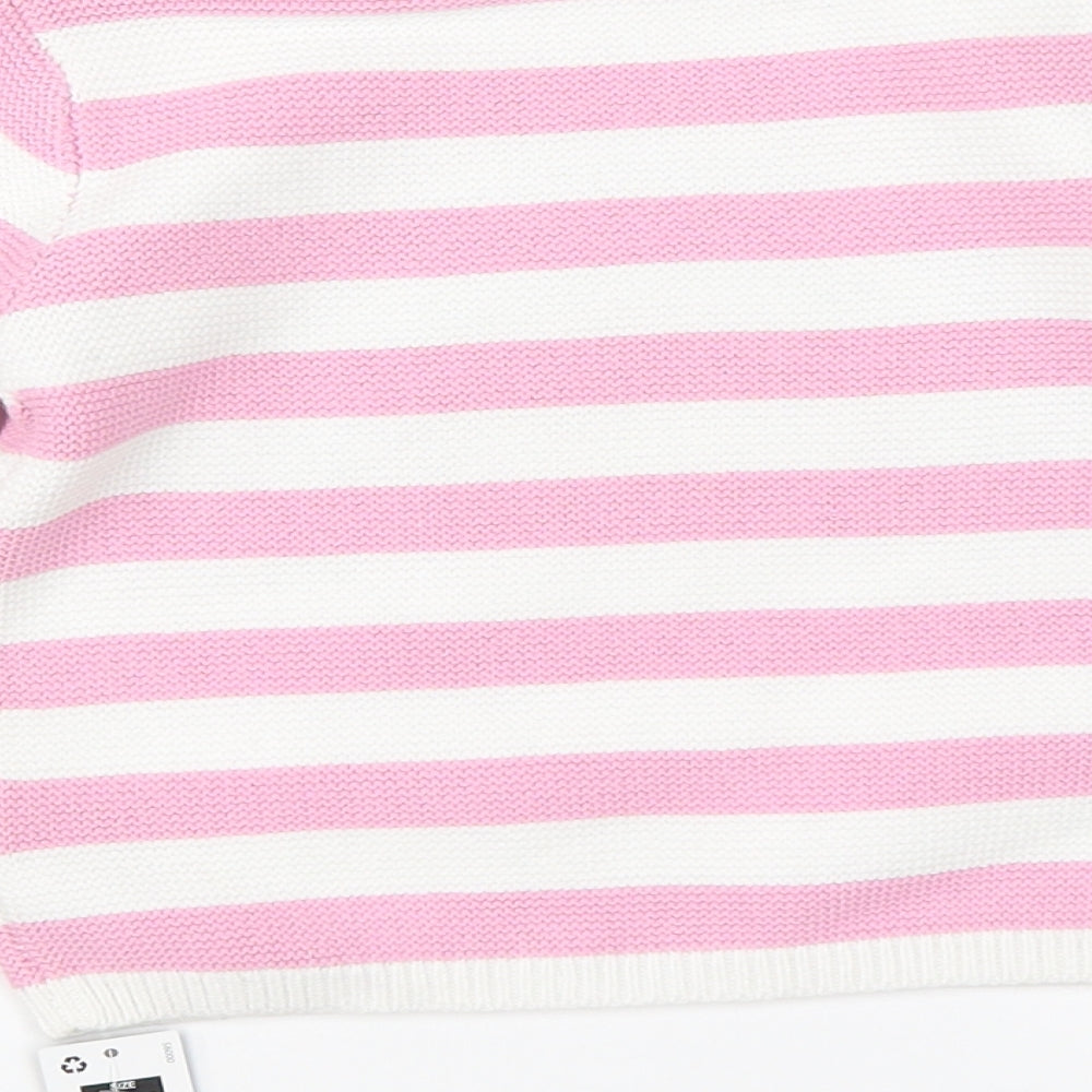 Dunnes Girls Pink Striped Knit Pullover Jumper Size 18-24 Months  - rainbow