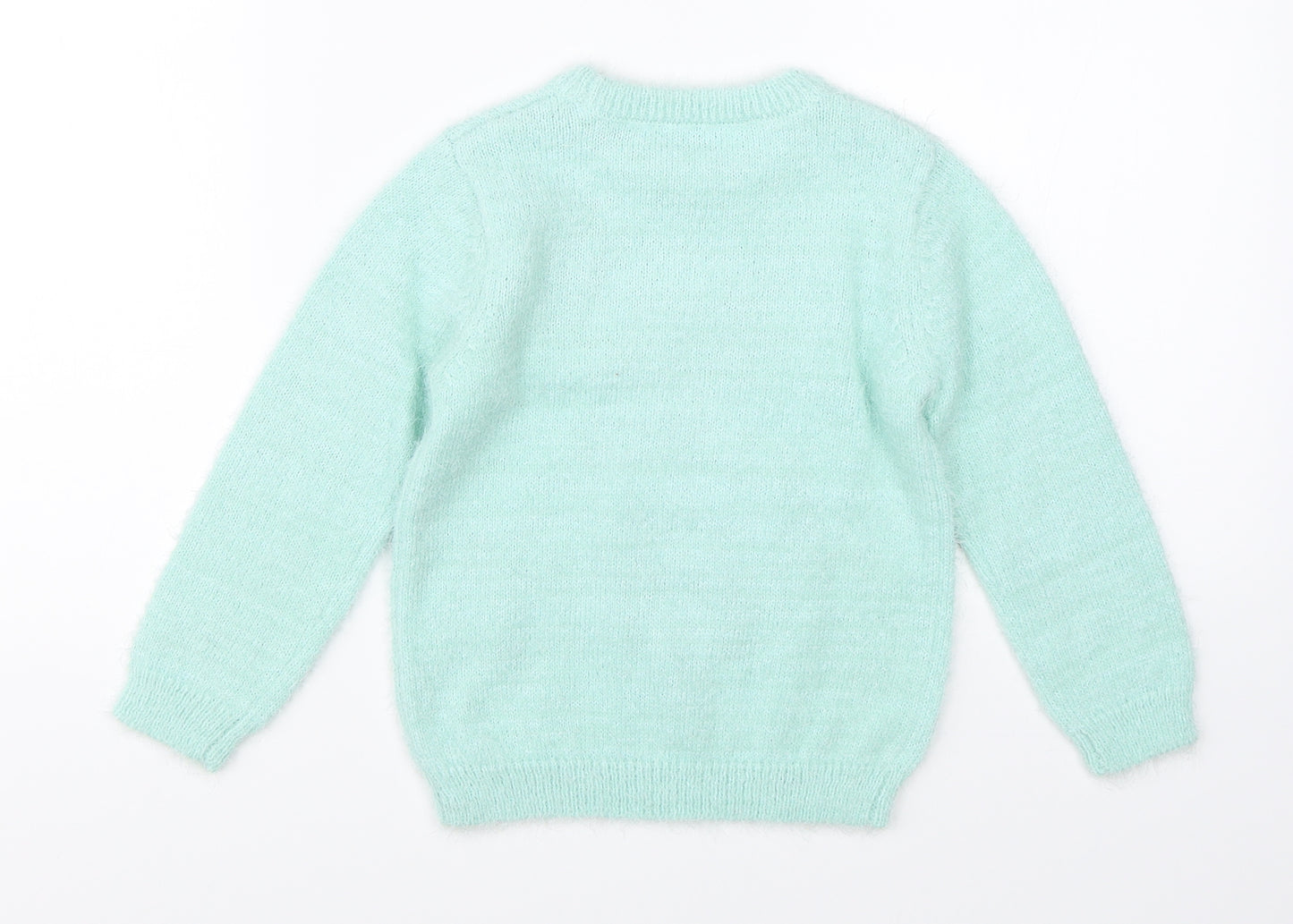 Nutmeg Girls Green   Pullover Jumper Size 3-4 Years  - snowman