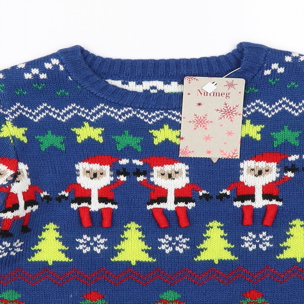 Nutmeg Boys Blue  Knit Pullover Jumper Size 3-4 Years  - chirstmas