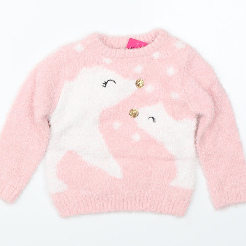 Nutmeg Girls Pink   Pullover Jumper Size 3-4 Years  - polar bears