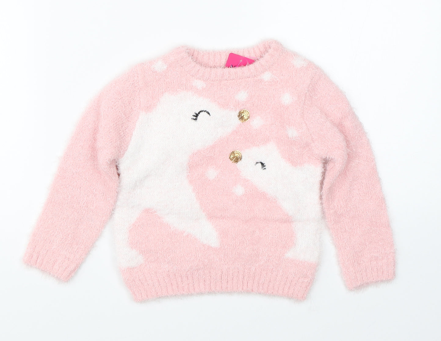 Nutmeg Girls Pink   Pullover Jumper Size 3-4 Years  - polar bears