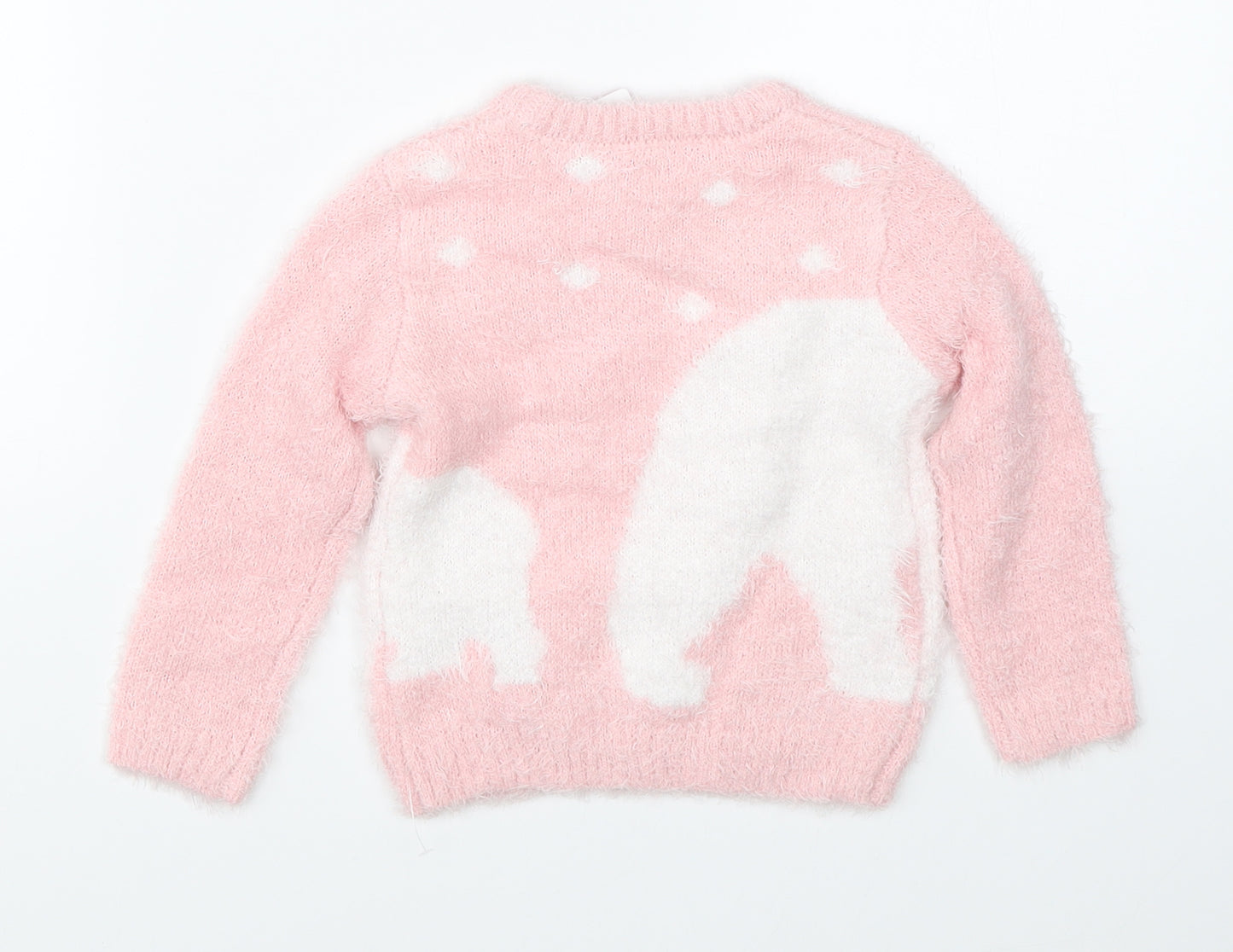 Nutmeg Girls Pink   Pullover Jumper Size 3-4 Years  - polar bears