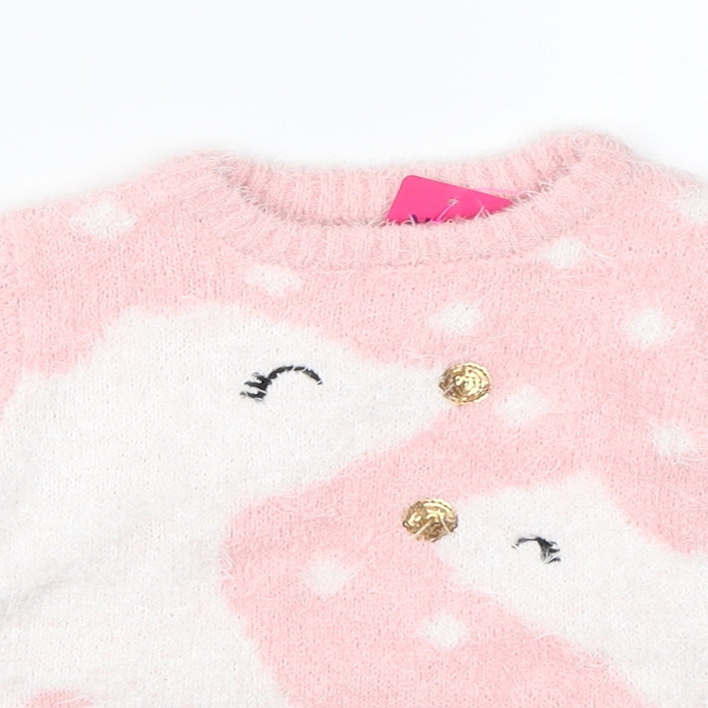Nutmeg Girls Pink   Pullover Jumper Size 3-4 Years  - polar bears