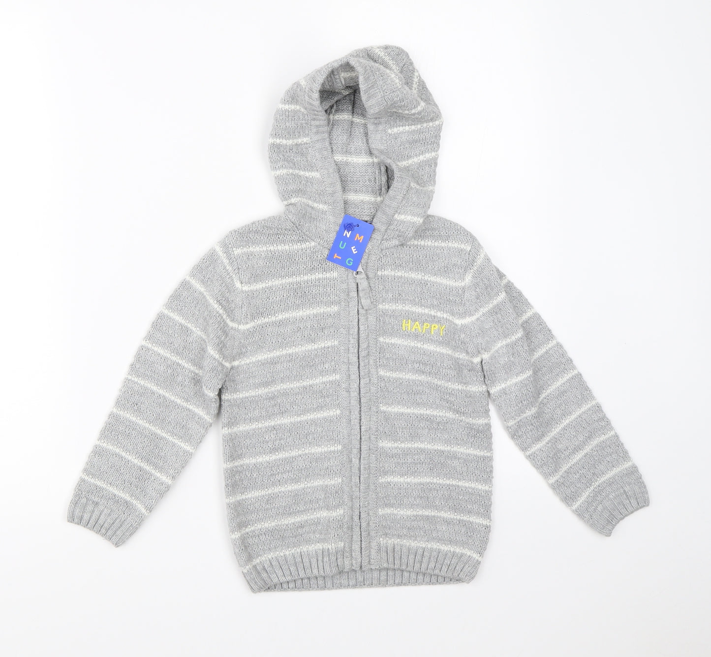 Nutmeg Boys Grey  Knit Full Zip Hoodie Size 3-4 Years
