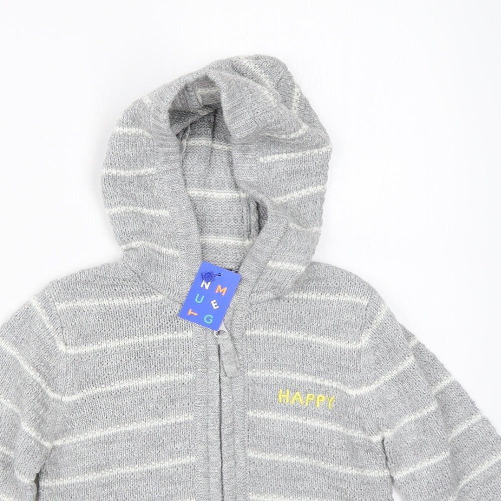 Nutmeg Boys Grey  Knit Full Zip Hoodie Size 3-4 Years