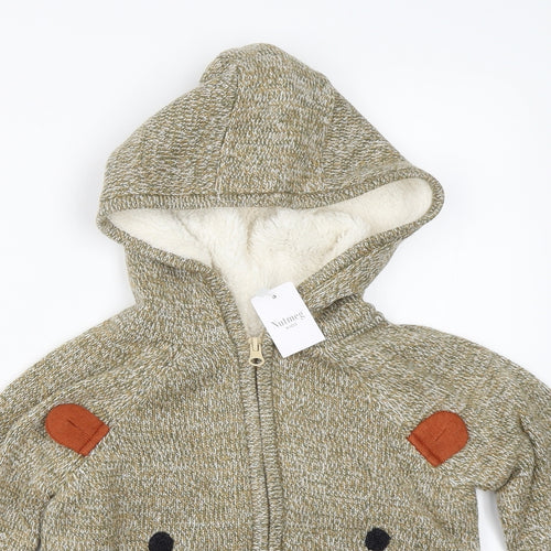 Nutmeg Boys Brown  Knit Full Zip Hoodie Size 5-6 Years