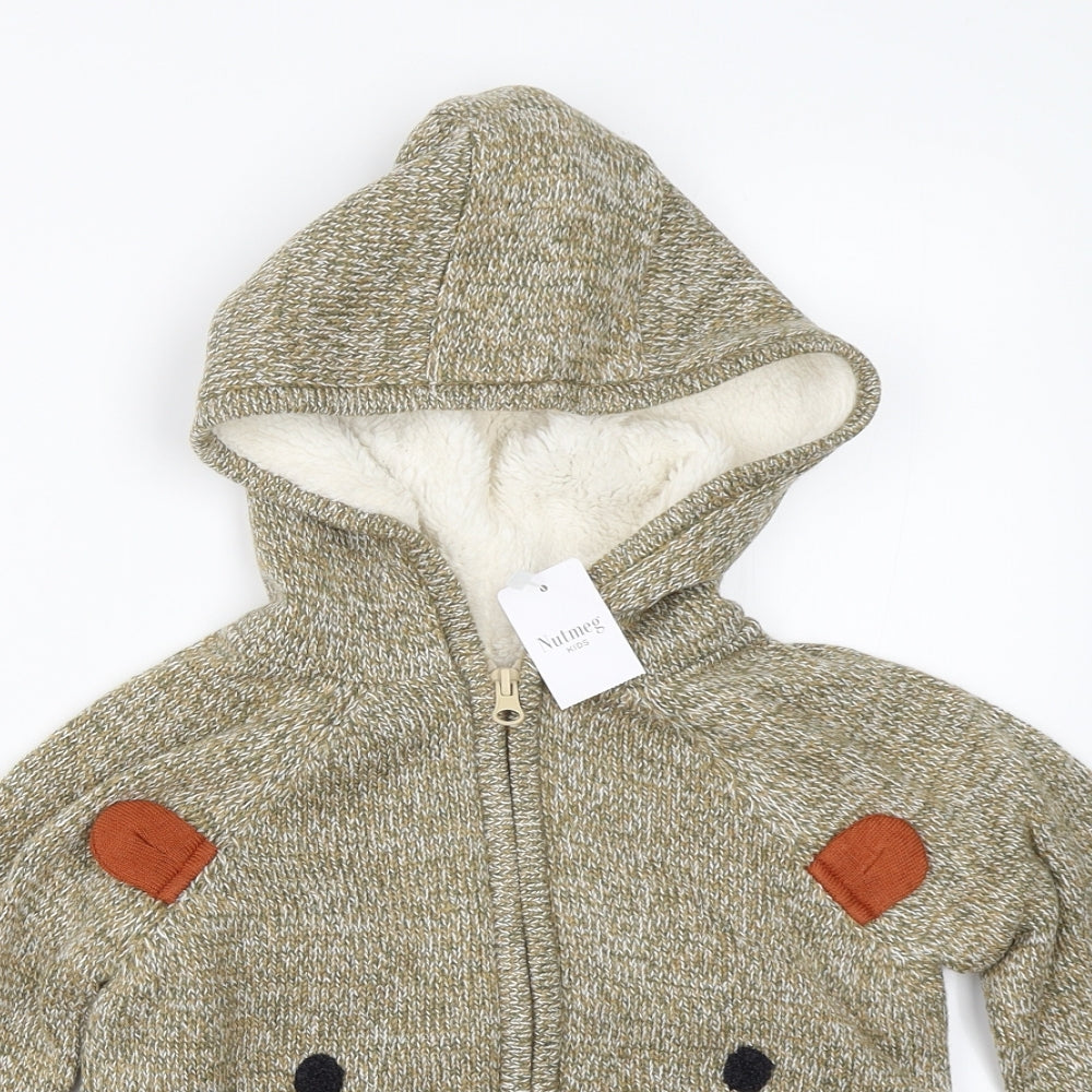Nutmeg Boys Brown  Knit Full Zip Hoodie Size 5-6 Years