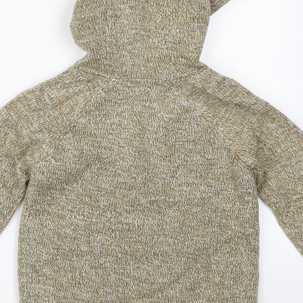 Nutmeg Boys Brown  Knit Full Zip Hoodie Size 5-6 Years