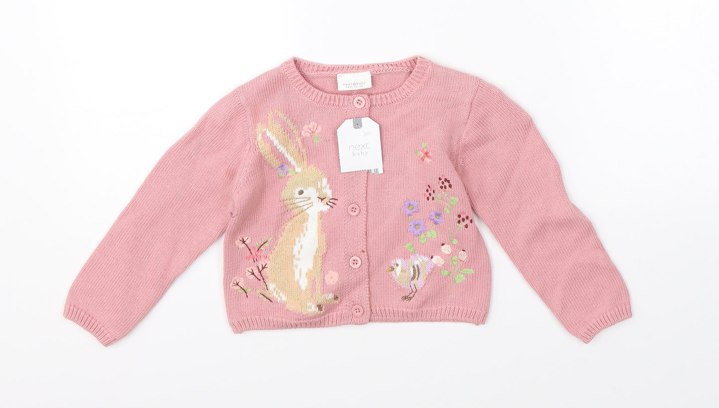 NEXT Girls Pink   Pullover Jumper Size 3-6 Months  - rabbit