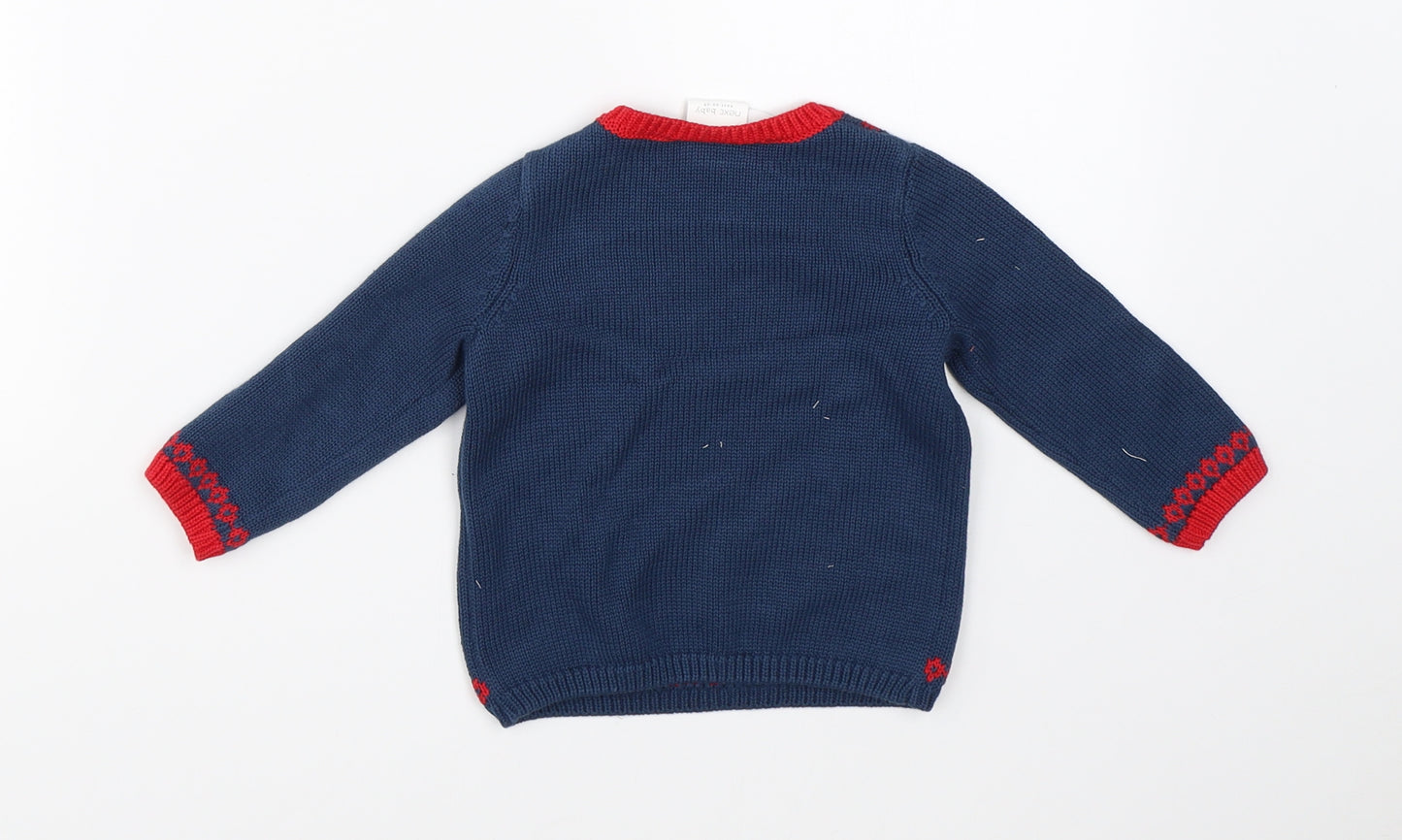 NEXT Boys Blue  Knit Pullover Jumper Size 3-6 Months  - london bus bear
