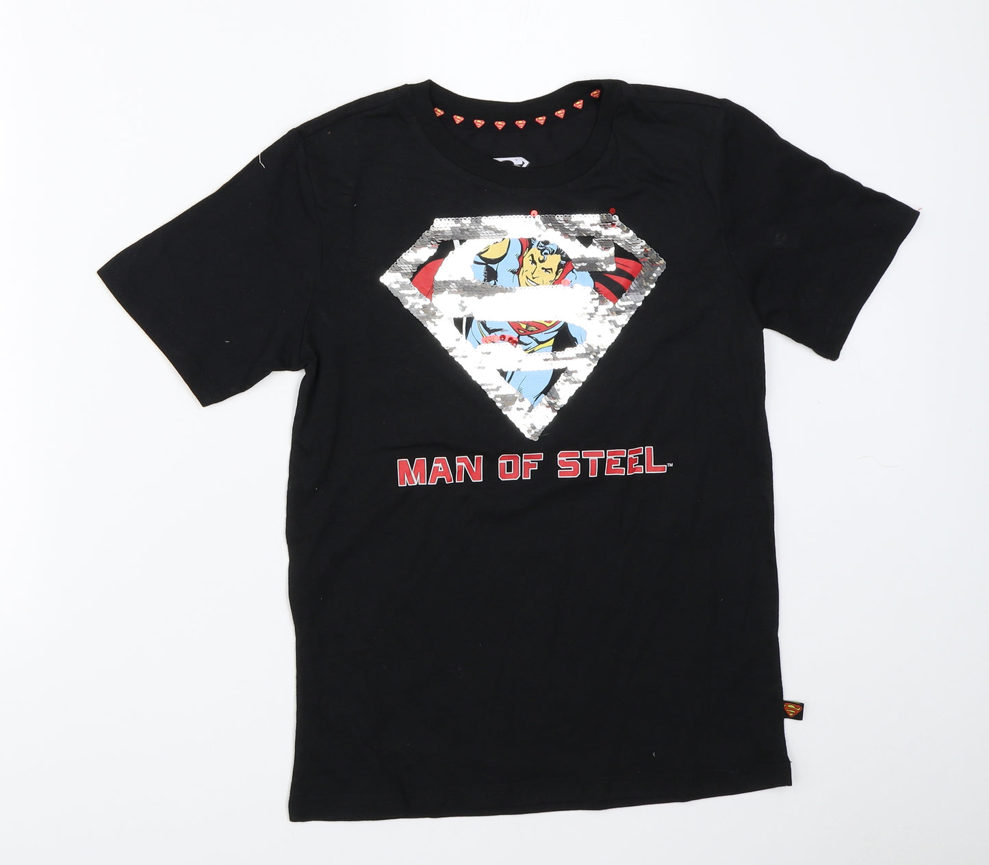 Superman Boys Black   Basic T-Shirt Size L  - superman