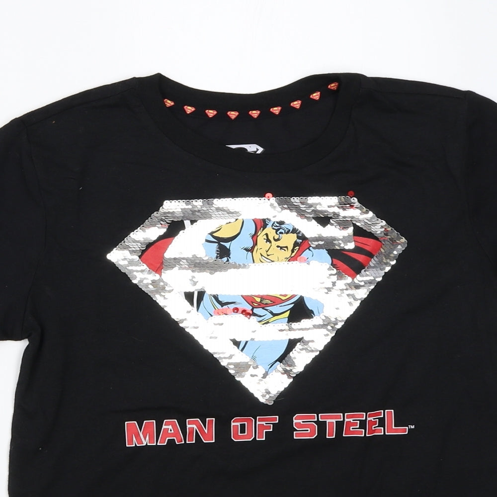 Superman Boys Black   Basic T-Shirt Size L  - superman