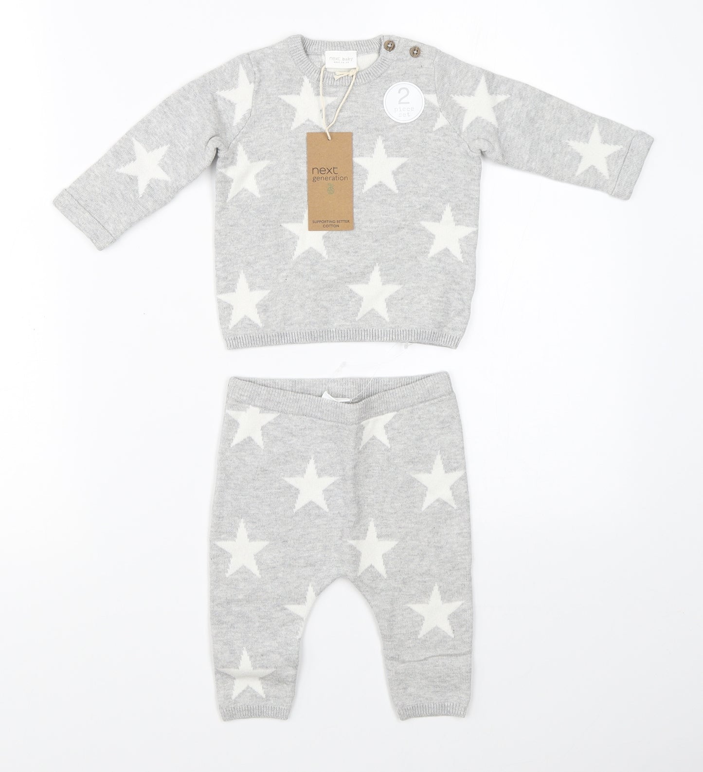 NEXT Baby Grey  Knit  Outfit/Set Size 3-6 Months  - jumper pants set