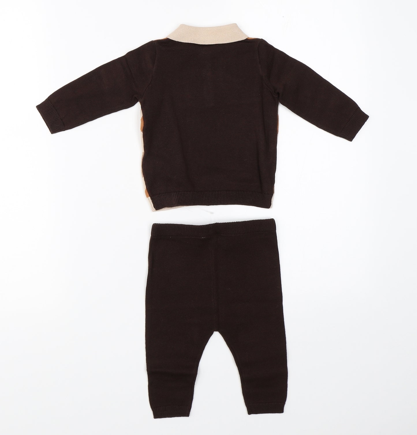 NEXT Baby Brown Argyle/Diamond Knit  Outfit/Set Size 3-6 Months  - jumper pants set bears