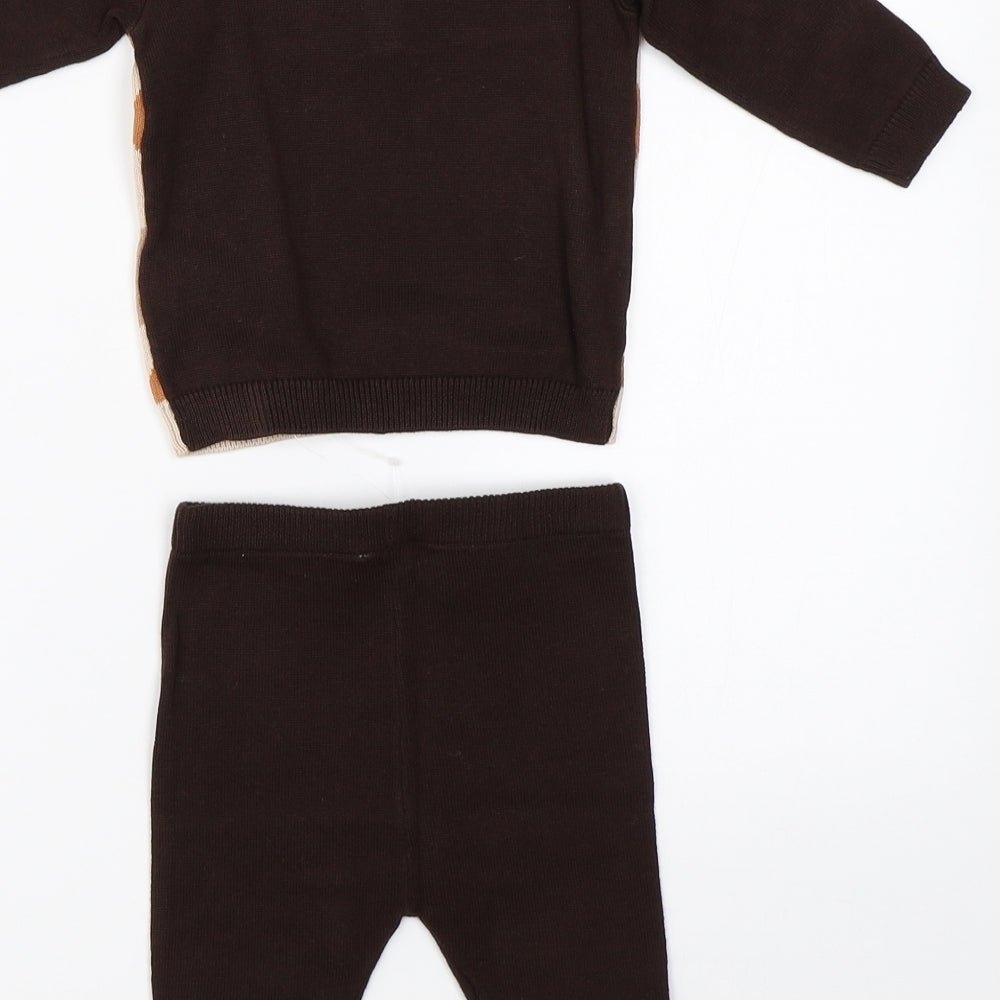 NEXT Baby Brown Argyle/Diamond Knit  Outfit/Set Size 3-6 Months  - jumper pants set bears