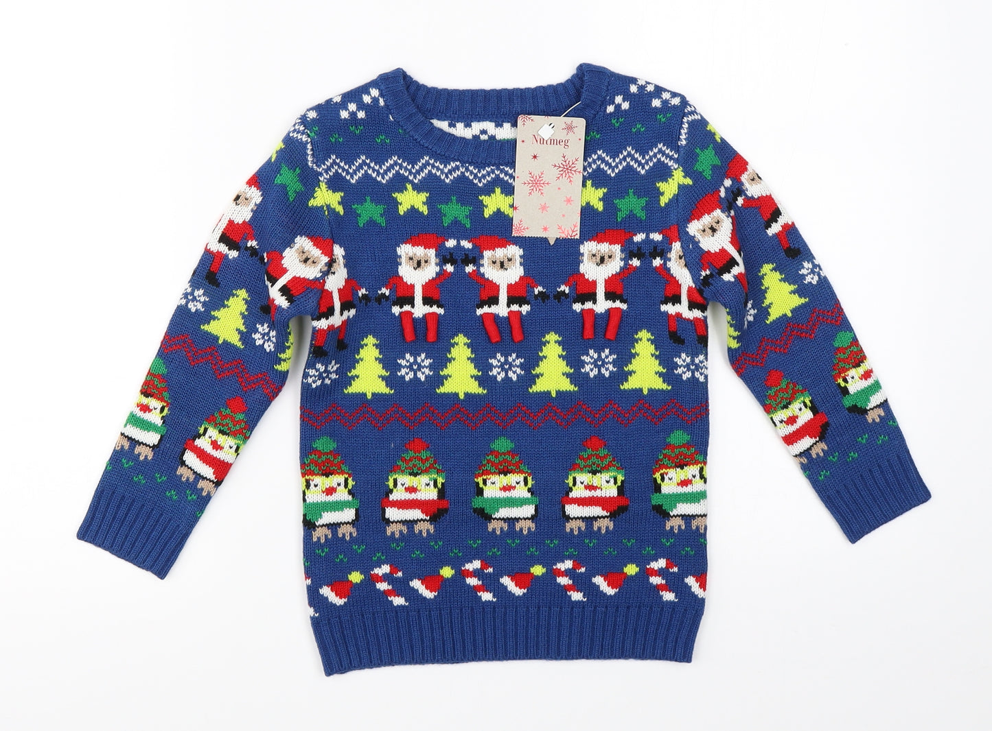 George Boys Blue  Knit Pullover Jumper Size 3-4 Years  - christmas