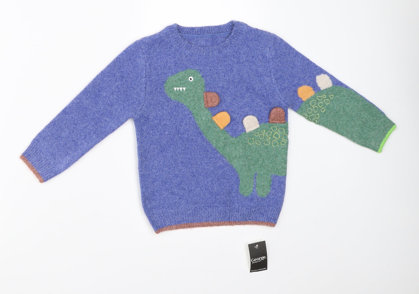 Geogrer Boys Blue  Knit Pullover Jumper Size 18-24 Months  - dinosaur