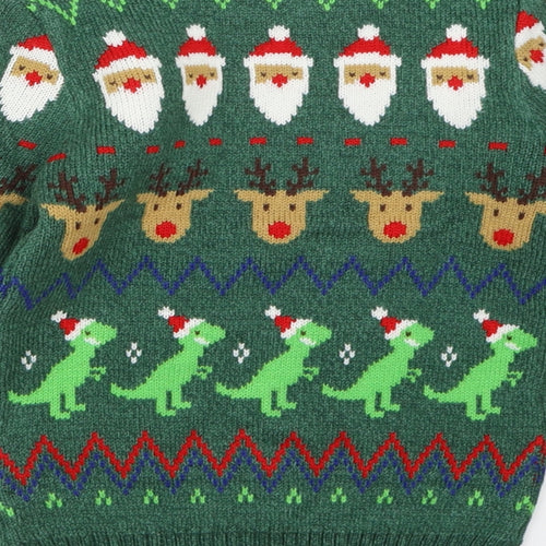 Nutmeg Boys Green  Knit Pullover Jumper Size 3-4 Years  - christmas