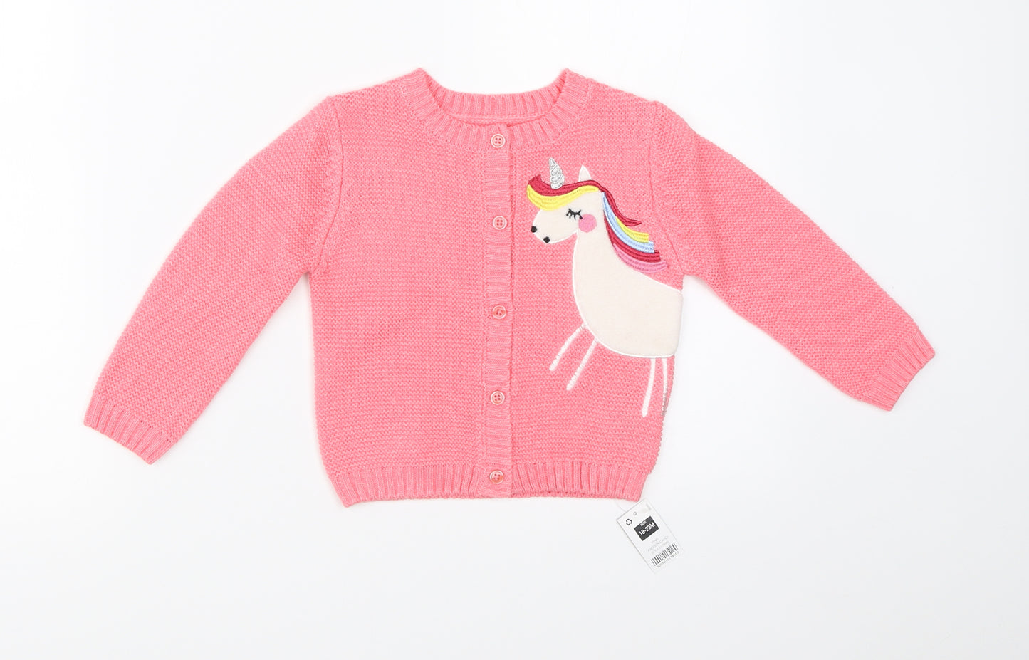Dunnes Girls Pink  Knit Pullover Jumper Size 18-24 Months  - unicorn