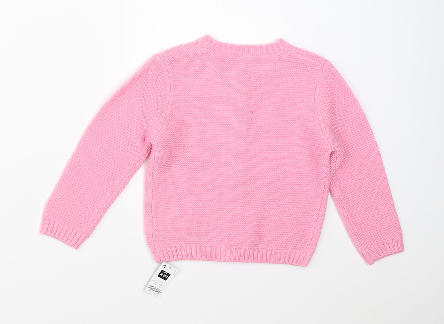 Dunnes Girls Pink  Knit Pullover Jumper Size 18-24 Months  - unicors