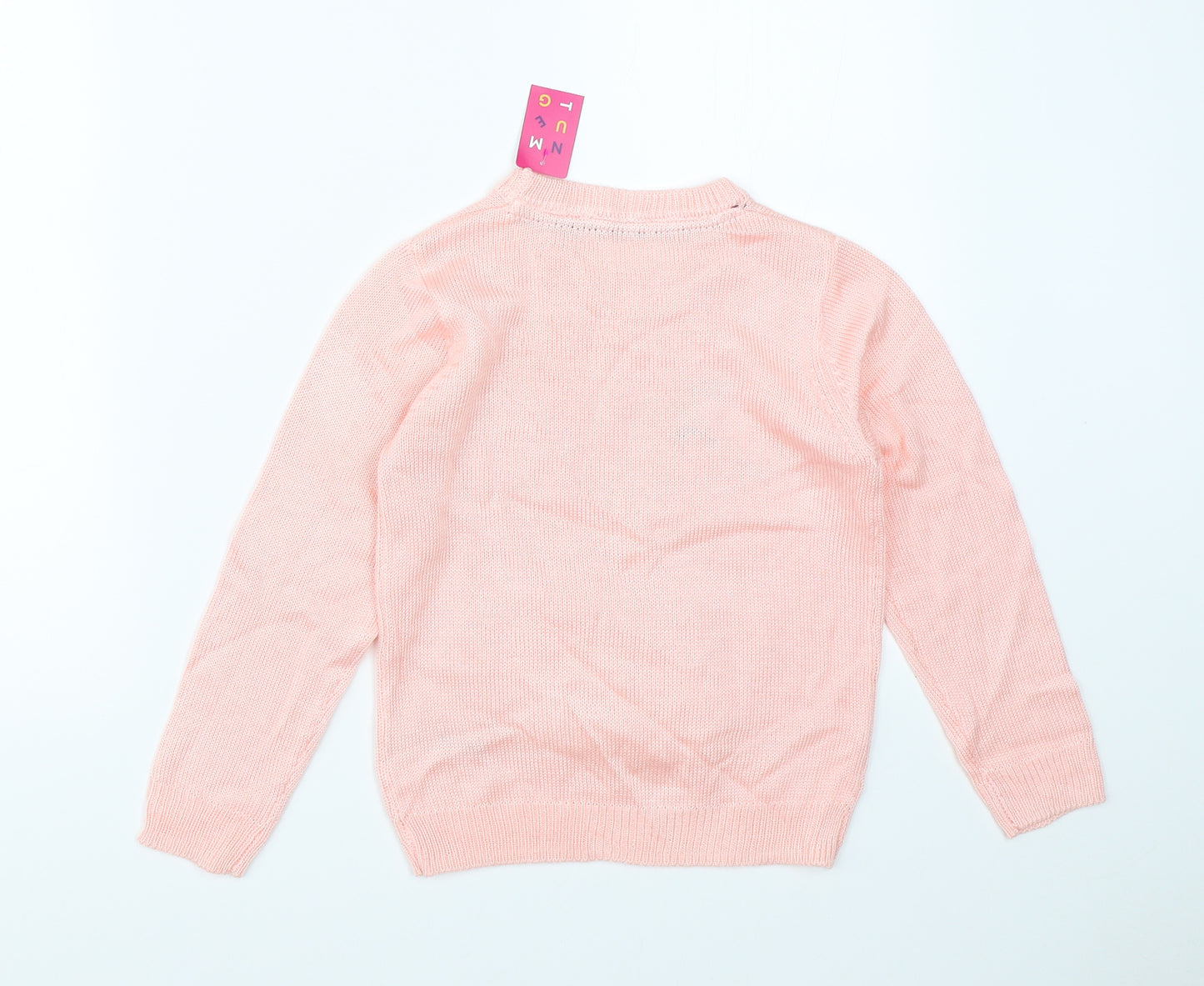 Nutmeg Girls Pink  Knit Pullover Jumper Size 11-12 Years  - swan