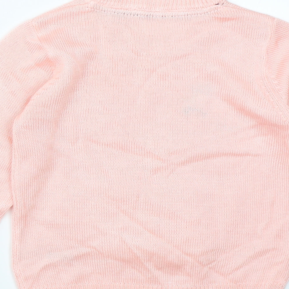 Nutmeg Girls Pink  Knit Pullover Jumper Size 11-12 Years  - swan