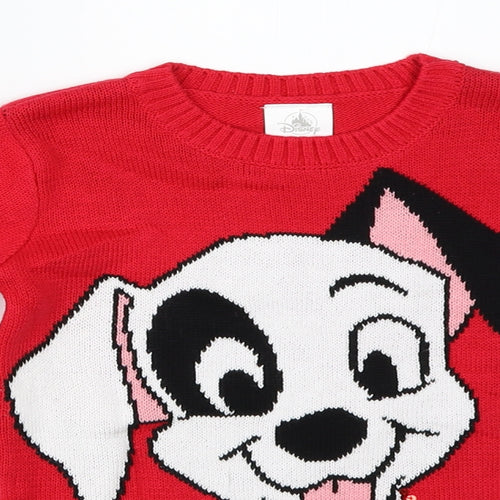 Disney Girls Red  Knit Pullover Jumper Size 5-6 Years  - Disney 101 Dalmations