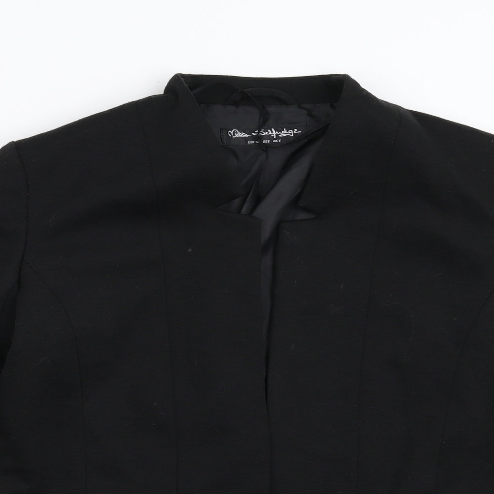 Miss Selfridges Womens Black  Ramie Jacket Blazer Size 6