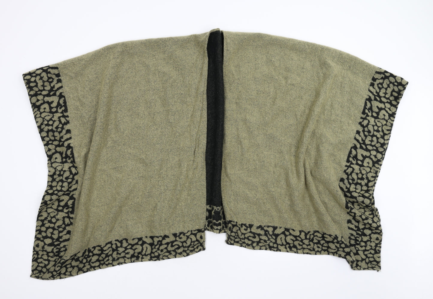 Preworn Womens Brown Animal Print Knit Jacket Poncho One Size