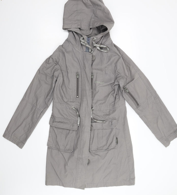 Golddigga Womens Grey Overcoat Coat Size M