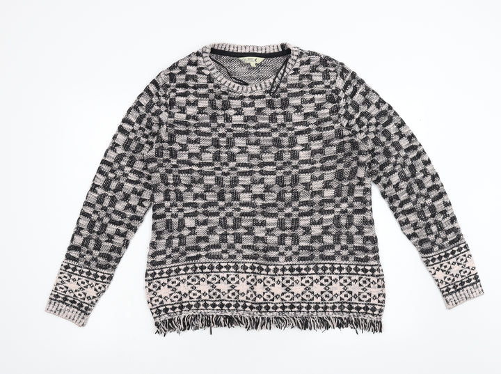 M&Co Womens Black Geometric  Pullover Jumper Size 14