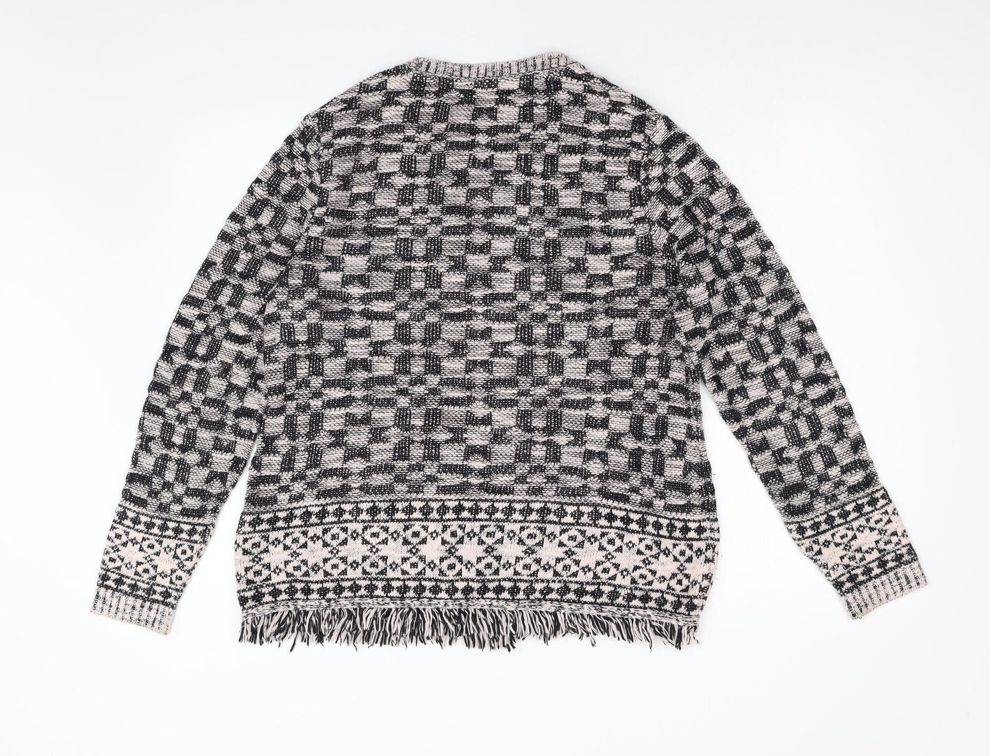 M&Co Womens Black Geometric  Pullover Jumper Size 14