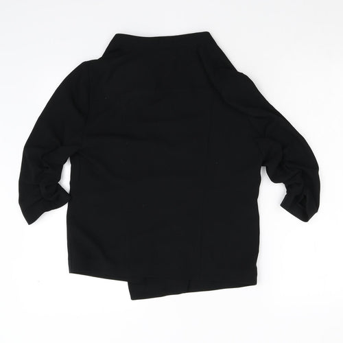 Preworn Womens Black   Jacket Suit Jacket Size S  - Ruched Sleeves