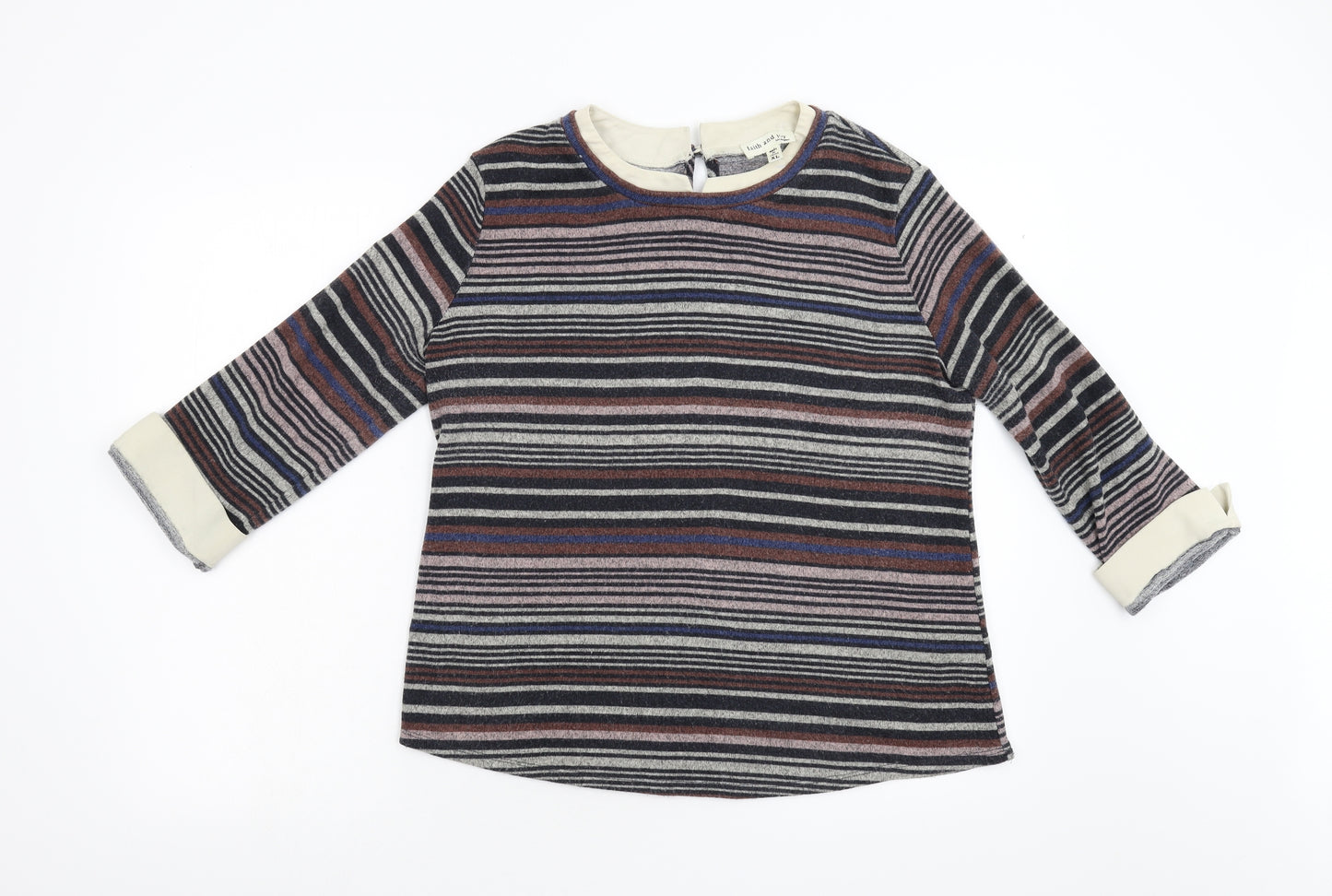 Faith And Joy Womens Multicoloured Striped  Pullover Jumper Size XL