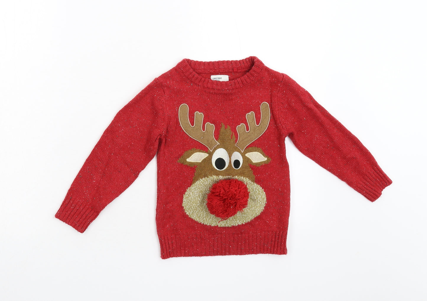 NEXT Boys Red  Knit Pullover Jumper Size 3 Years  - Christmas