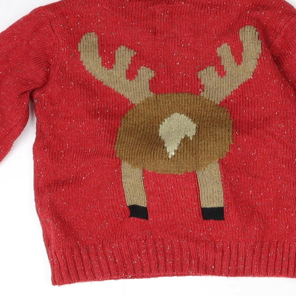 NEXT Boys Red  Knit Pullover Jumper Size 3 Years  - Christmas