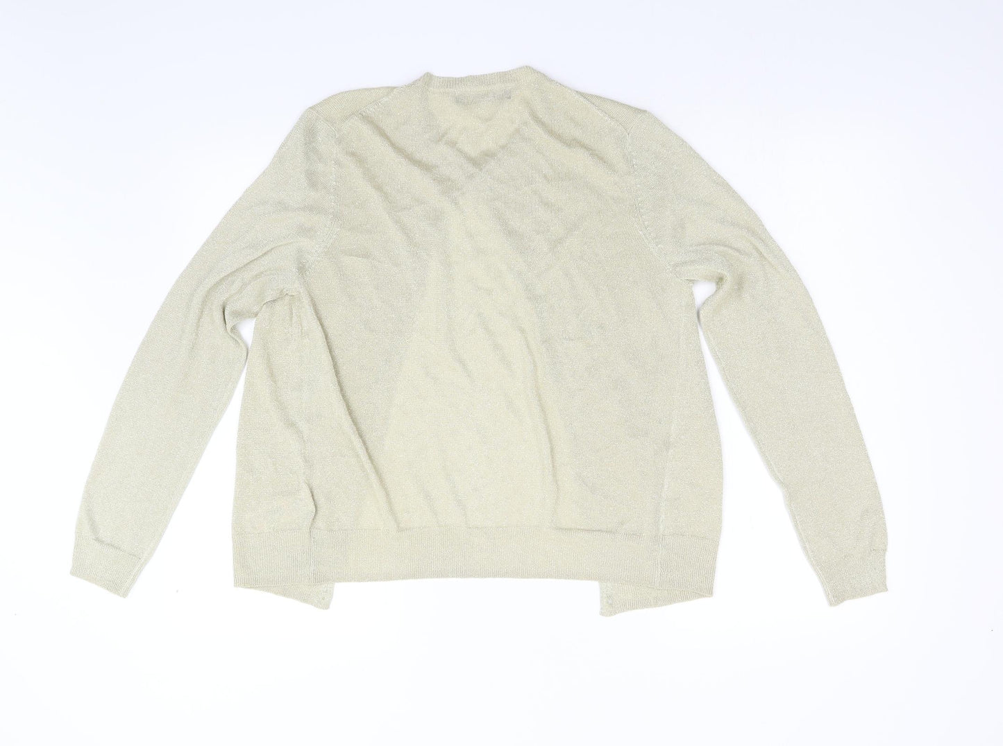 M&S Womens Gold  Knit Cardigan Jumper Size 14