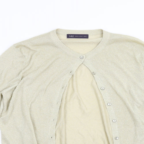 M&S Womens Gold  Knit Cardigan Jumper Size 14