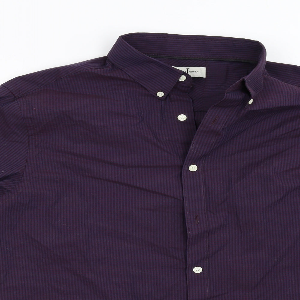 Jasper Conran Mens Purple Striped   Button-Up Size L
