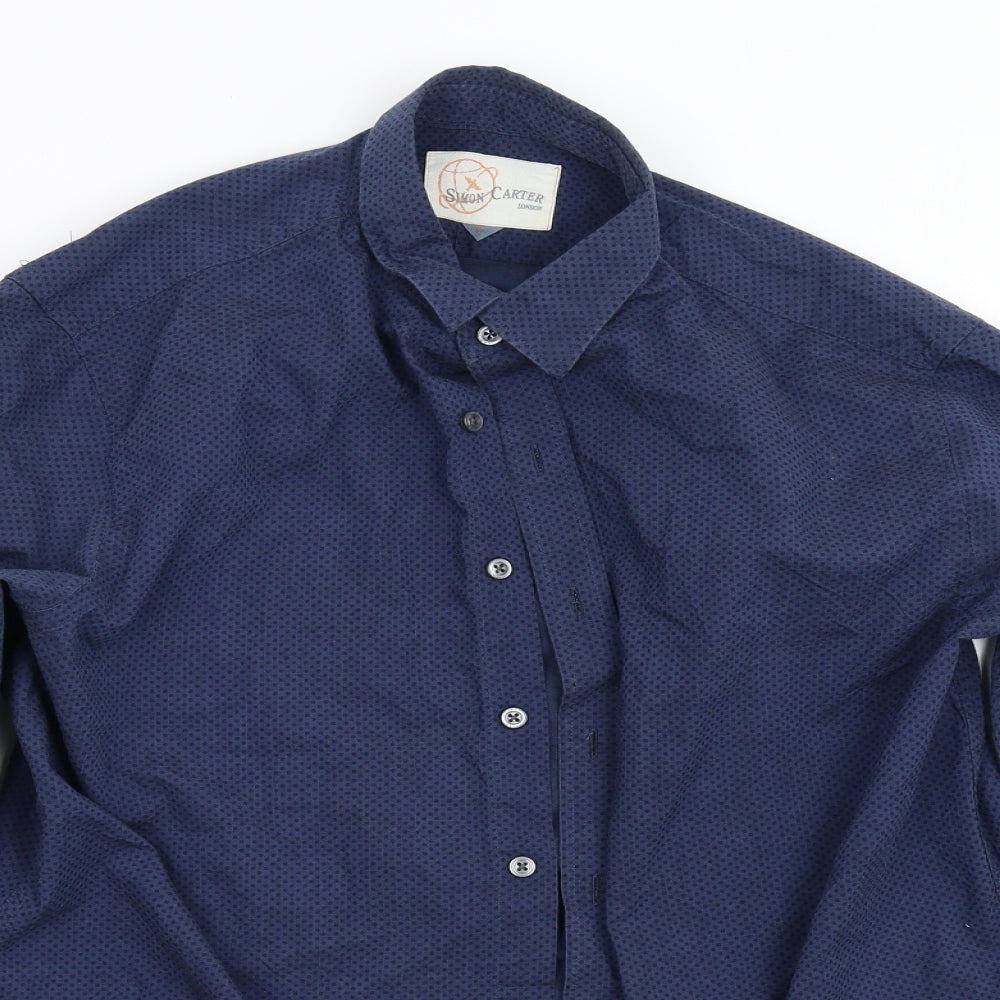 Simon Carter Mens Blue    Button-Up Size M
