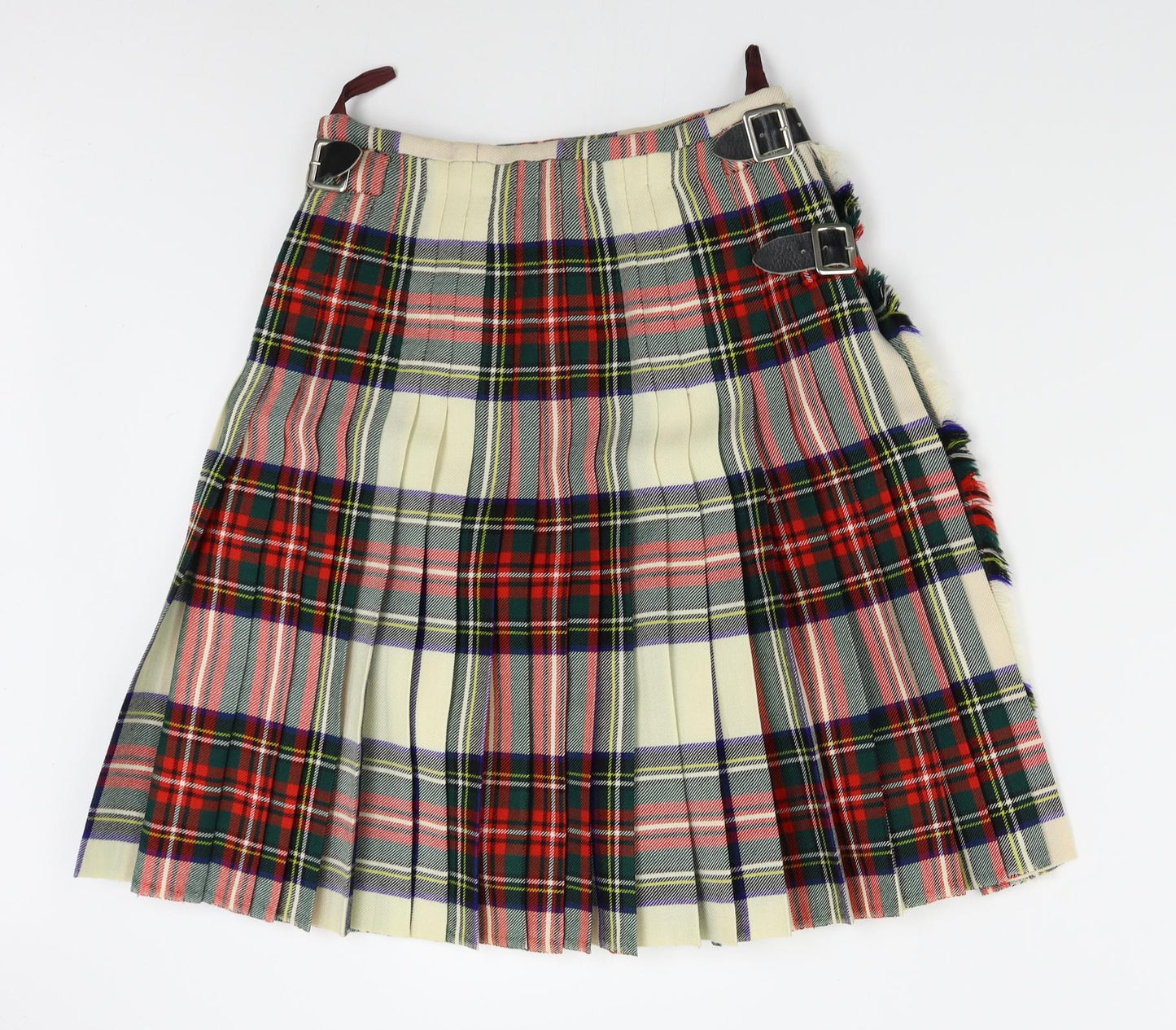 Gavin's Brothers Womens Red Plaid Tweed Pleated Skirt One Size  - Men's Kilt, Belted