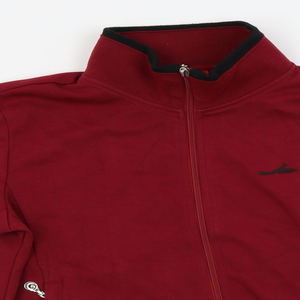 Hion Fashion Mens Red   Full Zip Sweatshirt Size L
