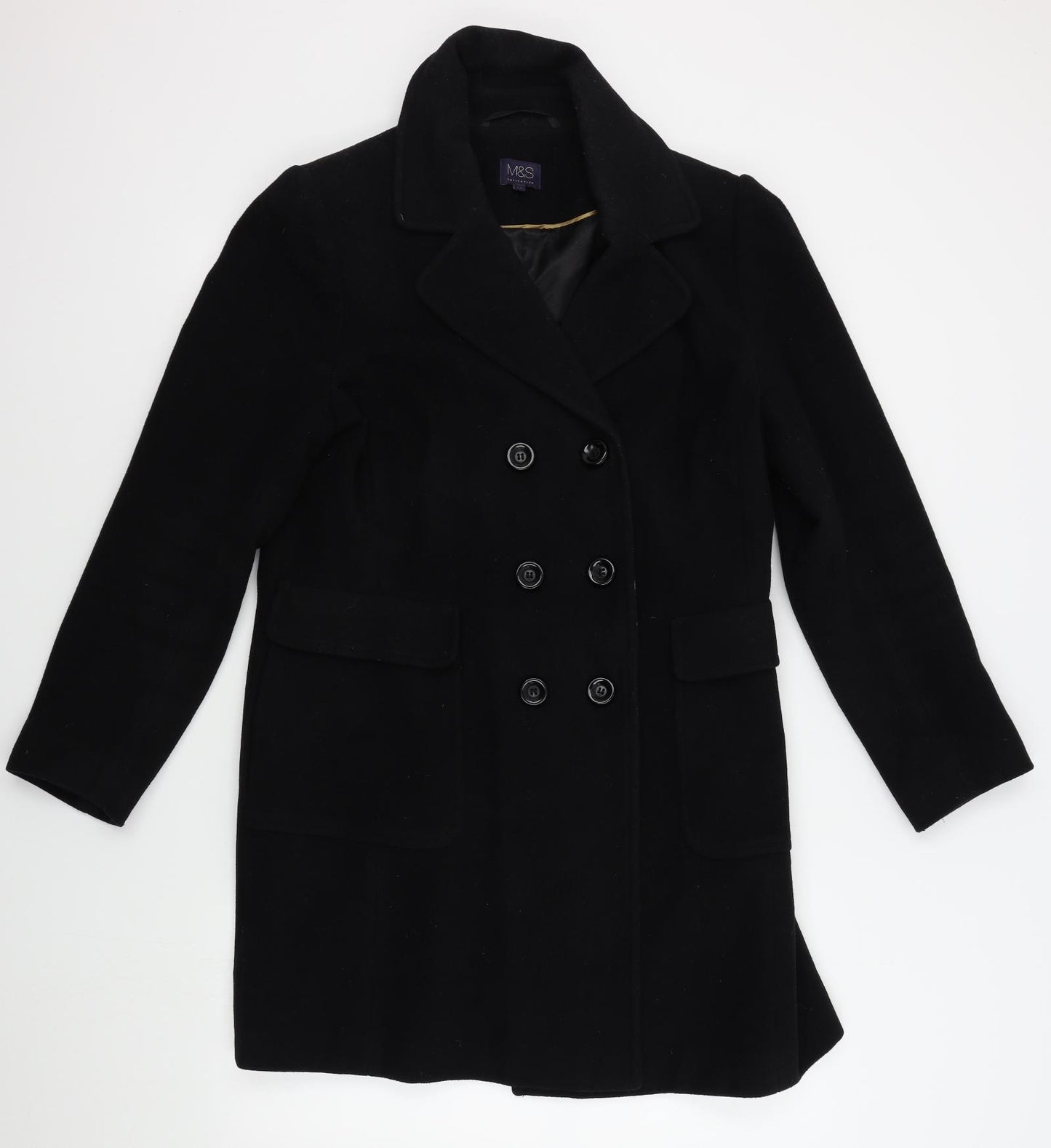 M&S Womens Black   Pea Coat Coat Size 14