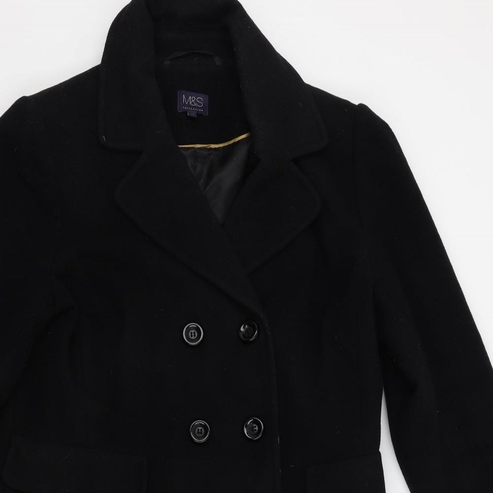 M&S Womens Black   Pea Coat Coat Size 14
